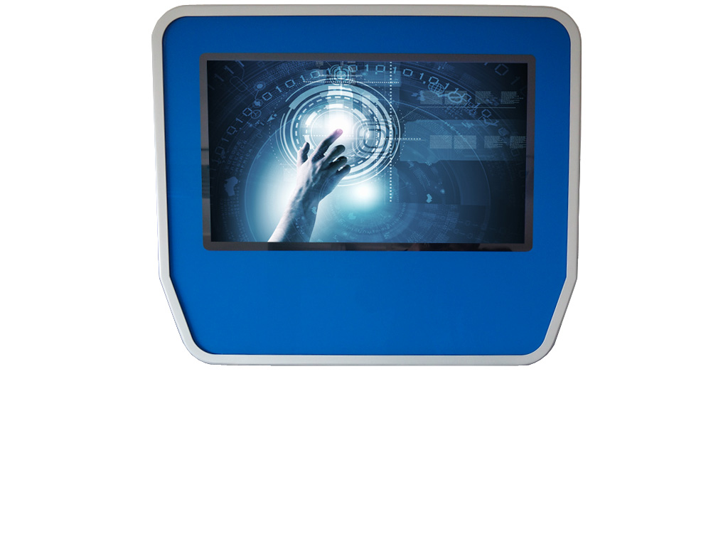 LETO SB Wandterminal in blau mit Touchmonitor