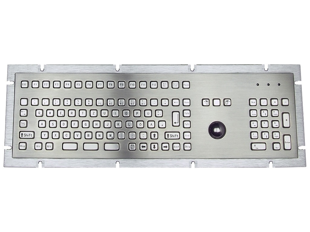Einbau Edelstahl Tastatur 102TS mit Trackball Voll