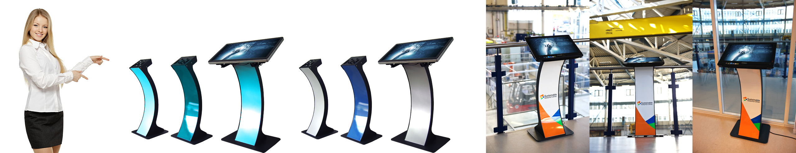 Kiosk- und Infoterminal und Monitorständer in einem - "easy pc stand" mit Blende in RAL-Wunschfarbe und Werbedruck