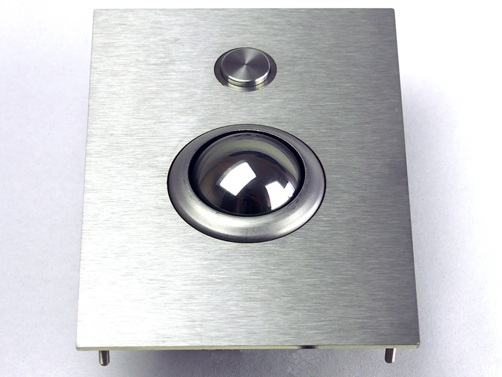 Edelstahl Trackball mit Frontplatte und 1 Taster