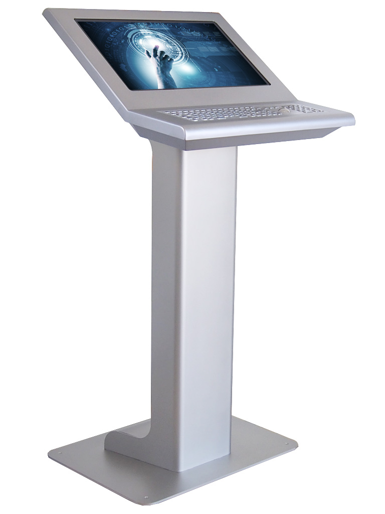 Industrie Edelstahl Infoterminal mit 22" Touchscreen Monitor, Tastatur, IP65 gedichtet
