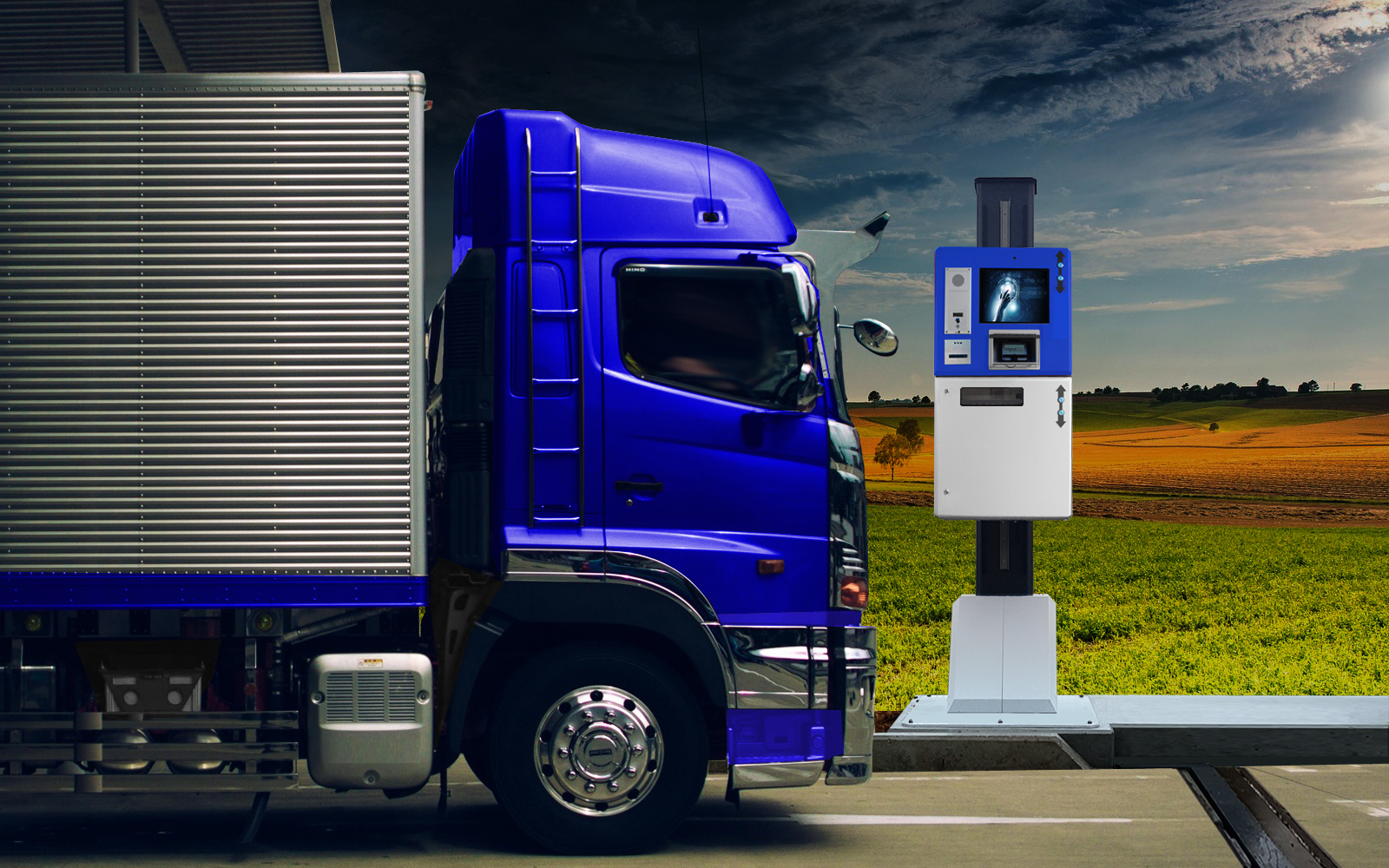 Outdoor Waagen Terminal hoehenverstellbar Gegensprecheinrichtung Monitor RFID A4 Drucker