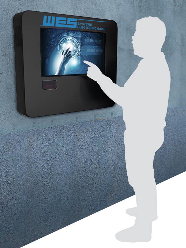 TAWO Outdoor IP65 Wandterminal 24 Zoll Touchscreen High Brightness grau logo